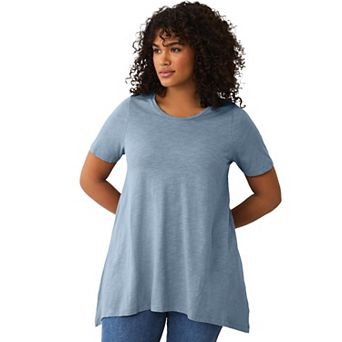 ellos Plus Size Side Point Hem Scoop Neck Tunic