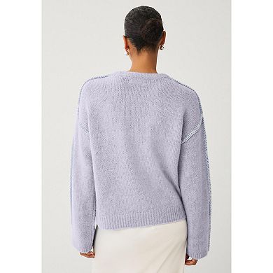 ellos Plus Size Whipstitch Pullover Sweater