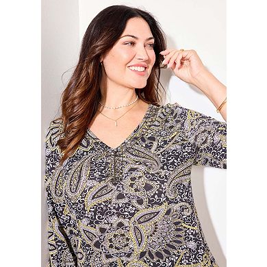 Catherines Women's Plus Size Sofia Knit Peasant Top
