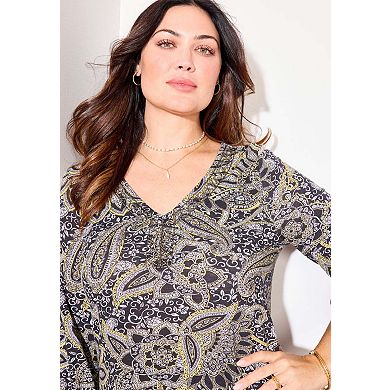 Catherines Women's Plus Size Sofia Knit Peasant Top