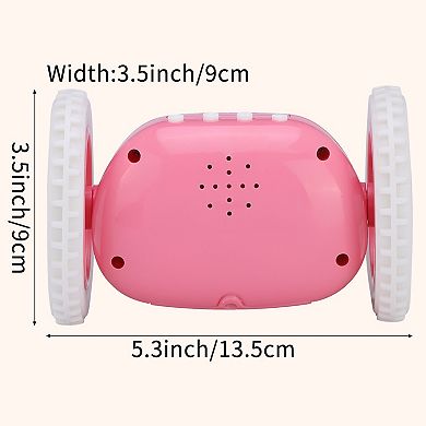 Multi-Functional Scrolling Alarm Clock, Wheeled Design Wake-Up Triggered Rolling 5.3"x3.5"x3.5"