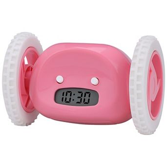 Multi-Functional Scrolling Alarm Clock, Wheeled Design Wake-Up Triggered Rolling 5.3"x3.5"x3.5"