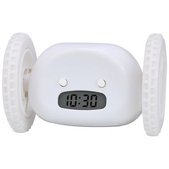 Multi-Functional Scrolling Alarm Clock, Wheeled Design Wake-Up Triggered Rolling 5.3"x3.5"x3.5"