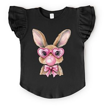 Bunny Sunglasses Bubblegum - Flutter Sleeve Graphic T-Shirt