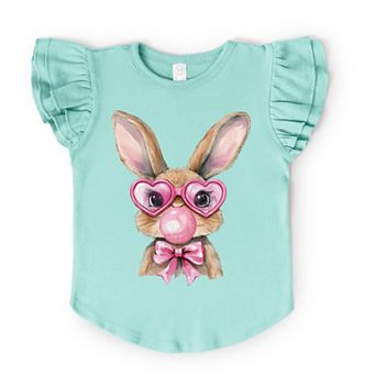 Bunny Sunglasses Bubblegum - Flutter Sleeve Graphic T-Shirt