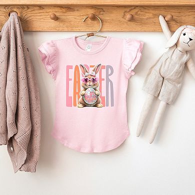 Easter Bunny Disco Ball - Flutter Sleeve Graphic T-Shirt