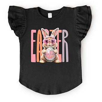 Easter Bunny Disco Ball - Flutter Sleeve Graphic T-Shirt