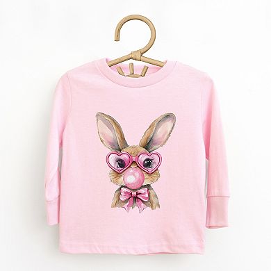 Bunny Sunglasses Bubblegum - Toddler Long Sleeve Graphic Tee