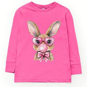 Bunny Sunglasses Bubblegum - Toddler Long Sleeve Graphic Tee