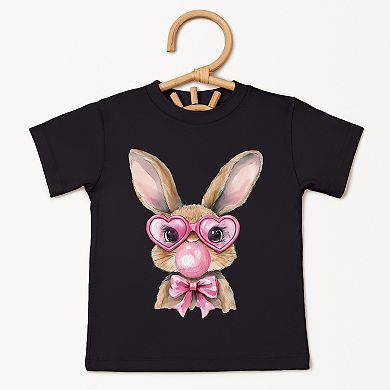 Bunny Sunglasses Bubblegum - Toddler Short Sleeve Graphic T-Shirt