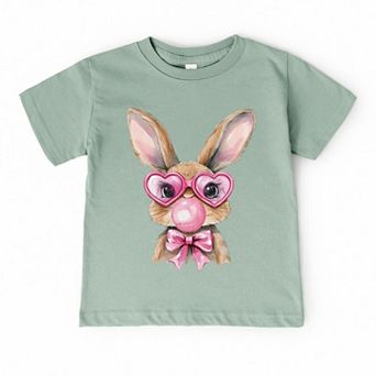 Bunny Sunglasses Bubblegum - Toddler Short Sleeve Graphic T-Shirt