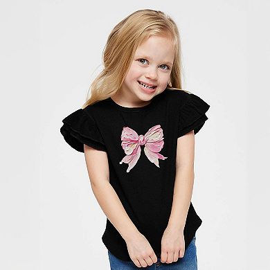 Coquette Bow Paint - Flutter Sleeve Graphic T-Shirt