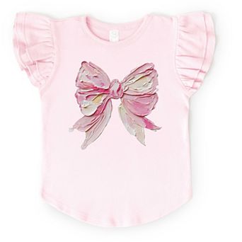 Coquette Bow Paint - Flutter Sleeve Graphic T-Shirt
