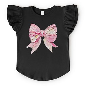 Coquette Bow Paint - Flutter Sleeve Graphic T-Shirt
