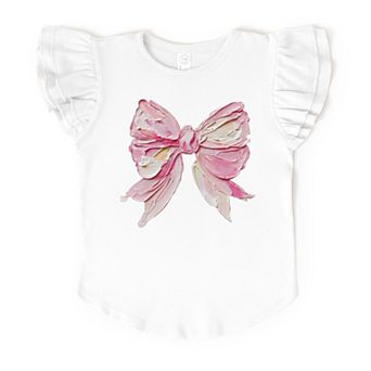 Coquette Bow Paint - Flutter Sleeve Graphic T-Shirt
