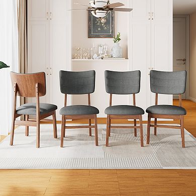 Merax Upholstered Dining Chairs Set of 4, Ergonomic Mid-Century Modern Dining Chairs