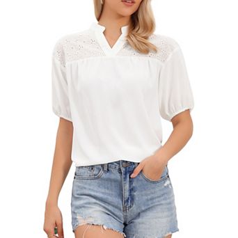 Dressy Casual Blouses for Women V Neck Short Sleeve Shirts Cute Summer Tops