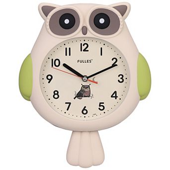 Lovely Owl Wall Clock, Silent Non Ticking Clocks with Owl Dial Accent for Home Decor 15x15x2.8 inch