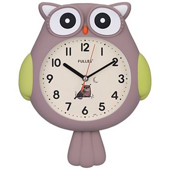 Lovely Owl Wall Clock, Silent Non Ticking Clocks with Owl Dial Accent for Home Decor 15x15x2.8 inch