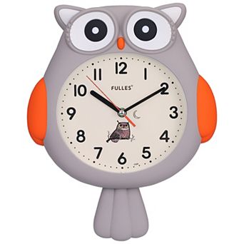Lovely Owl Wall Clock, Silent Non Ticking Clocks with Owl Dial Accent for Home Decor 15x15x2.8 inch