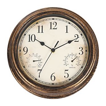Vintage Wall Clock, 12" Temperature and Humidity Wall Clock, Battery Operated Easy Install for Decor