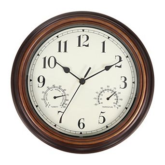 Vintage Wall Clock, 12" Temperature and Humidity Wall Clock, Battery Operated Easy Install for Decor