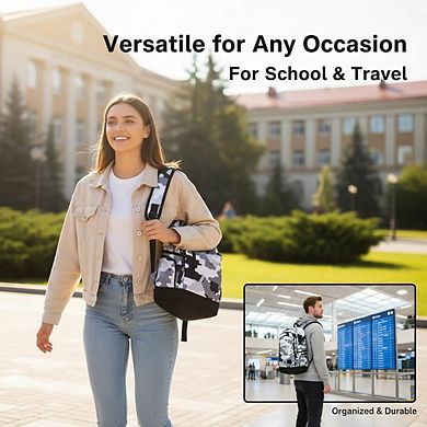 AKSZRI Unisex Lightweight Backpack with Laptop Compartment for School and Travel