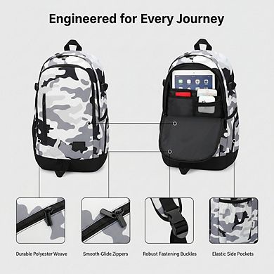 AKSZRI Unisex Lightweight Backpack with Laptop Compartment for School and Travel