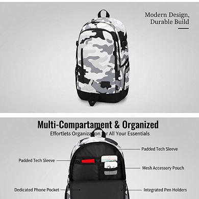 AKSZRI Unisex Lightweight Backpack with Laptop Compartment for School and Travel