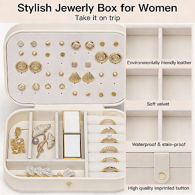 PU Leather Double-Layer Jewelry Organizer for Travel