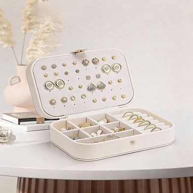 PU Leather Double-Layer Jewelry Organizer for Travel