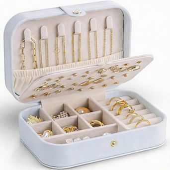 PU Leather Double-Layer Jewelry Organizer for Travel