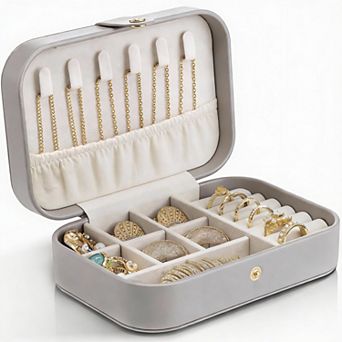 PU Leather Double-Layer Jewelry Organizer for Travel