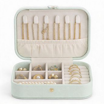 PU Leather Double-Layer Jewelry Organizer for Travel