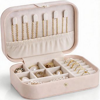 PU Leather Double-Layer Jewelry Organizer for Travel