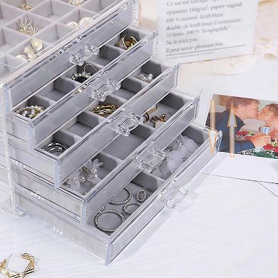 Clear Acrylic Earring Organizer with 5 Drawers - Perfect for Daily Jewelry Display