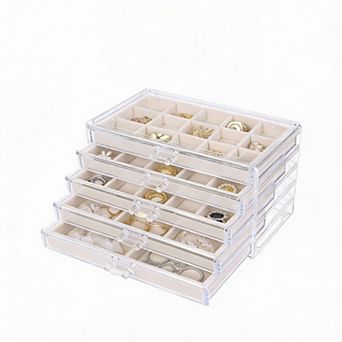 Clear Acrylic Earring Organizer with 5 Drawers - Perfect for Daily Jewelry Display