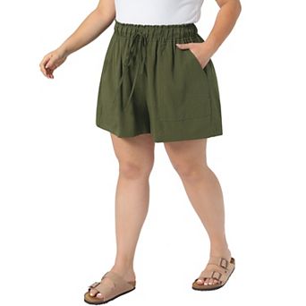 Women's Plus Size Shorts Summer Wide Leg Loose Drawstring High Waist Beach Vacation Shorts