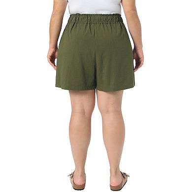 Women's Plus Size Shorts Summer Wide Leg Loose Drawstring High Waist Beach Vacation Shorts