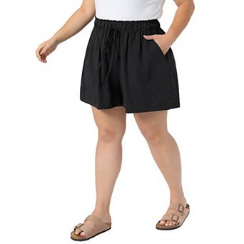 Women's Plus Size Shorts Summer Wide Leg Loose Drawstring High Waist Beach Vacation Shorts