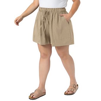 Women's Plus Size Shorts Summer Wide Leg Loose Drawstring High Waist Beach Vacation Shorts