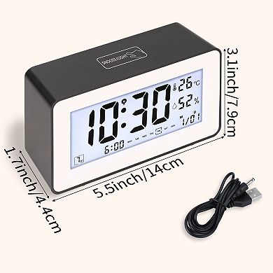 Loud Alarm Clock for Heavy Sleepers-Three Alarms, Snooze Function, Fits Bedside Table 5.5"x1.7"x3.1"