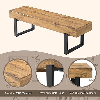 Merax 59"L Rubberwood Bench for Livingroom, Versatile Modern Shoe Bench for Entryway