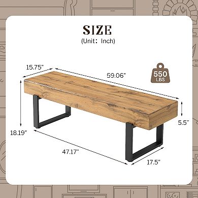 Merax 59"L Rubberwood Bench for Livingroom, Versatile Modern Shoe Bench for Entryway
