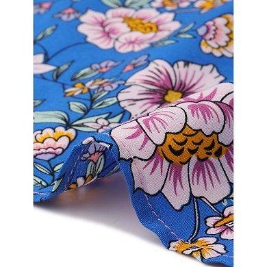 Women's Plus Size Top Floral Print V Neck Short Sleeve Shirts Boho Casual Loose Flowy Blouses