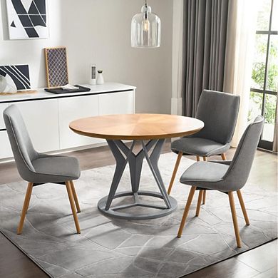 Round Contemporary Natural Dining Table