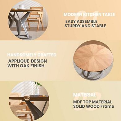 Round Contemporary Natural Dining Table