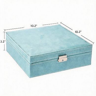 Blue Two-Layer Jewelry Box with Lock