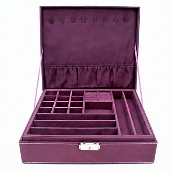 Blue Two-Layer Jewelry Box with Lock