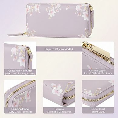 AKSZRI Women's RFID Leather Wallet - Zip Around Wristlet with Large Capacity & Multi-Card Slots